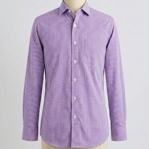 J. Crew Factory Thompson Dress Shirt Large Purple Gingham 80s 2-Ply Cotton